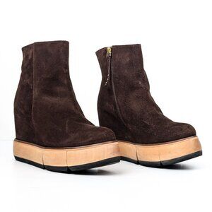 Paloma Barcelo Women Disa Brown Suede Platform Zip Ankle Boots size 10US EUR 40
